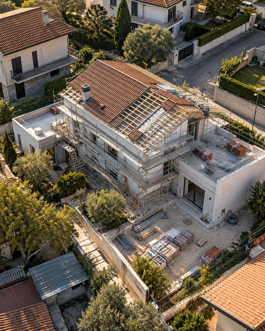 Villa in ristrutturazione vista dall'alto